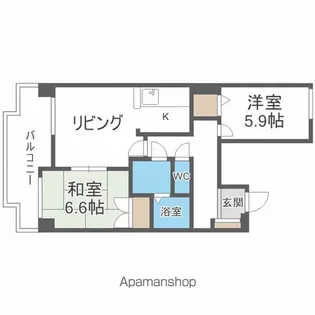 ルミファ中の島【105号室号室】の間取り