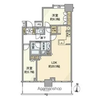プラウドタワー名古屋栄【15階】の間取り