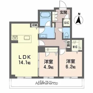 グランメゾン南浅田【1階】の間取り