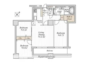 ドゥーエ横浜駅前【19階】の間取り