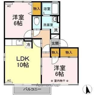 福島県福島市御山字稲荷田【アパート】の間取り