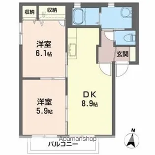 インターヴィレッジB【1階】の間取り