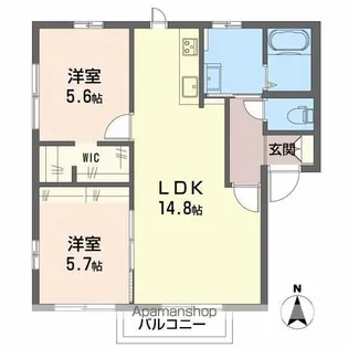 コスモスハイツDE【D201号室】の間取り