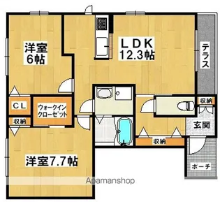 フォレナ上野芝【1階】の間取り