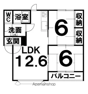 コーポサンライトA【102号室】の間取り