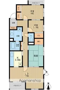 リズ国立西NO.1【2階】の間取り