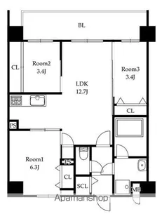 MODERN ASPIRATION 大濠公園【201号室】の間取り