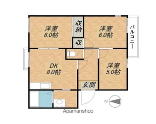 グリーンベル西大津D棟【205号室】の間取り
