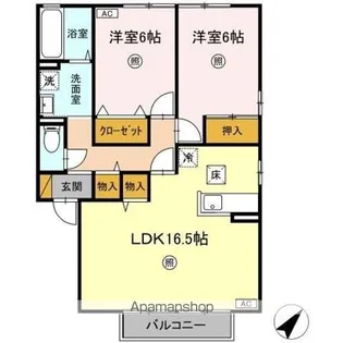 ローズガーデン・レジス ABCD【1階】の間取り