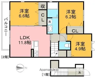 シャーメゾン ディオスファミリア【2階】の間取り