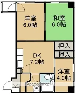 アサヒハイツ【404号室】の間取り