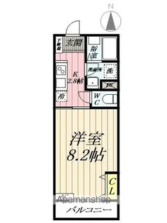 桧材仕様の単身物件 トレフル三郷中央【203号室】の間取り