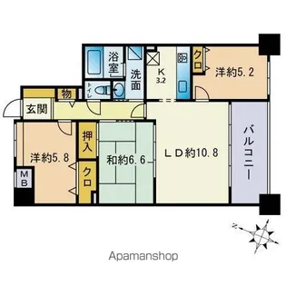 ライオンズ大濠レジデンス【7階】の間取り