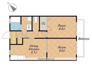 ヴィレッジVIVIA棟【201号室】の間取り