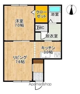 西16南6AP【2A号室】の間取り