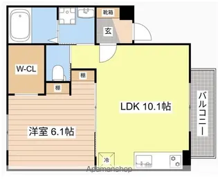 クレスト大戌亥3号館【101号室】の間取り