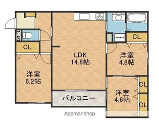 ボヌール高槻【3階】の間取り
