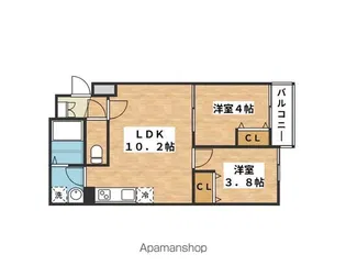 D porta camelia【3階】の間取り