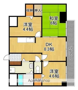 パイン北野田【303号室】の間取り