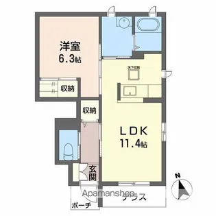 ブリリアンス根来【105号室】の間取り