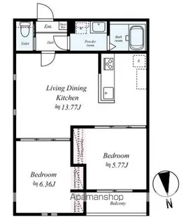 GRADUS中河原【303号室】の間取り