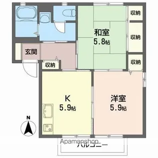 ハイライズMRⅡB【2階】の間取り