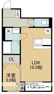 ボナール宮城野【1階】の間取り