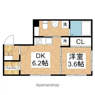 1DKの間取り画像