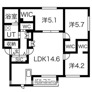 クラージュ北広島【102号室】の間取り