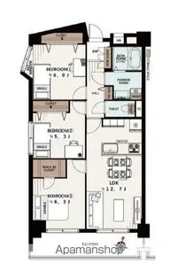 朝日山手マンション【4階】の間取り