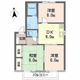 ディアス北井門 C棟【201号室】の間取り