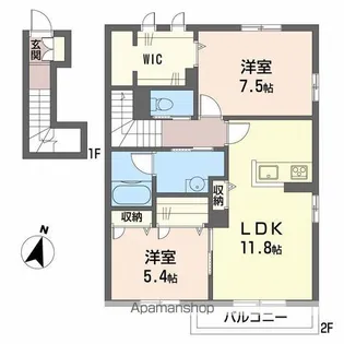 フォーブル弐番館【2階】の間取り