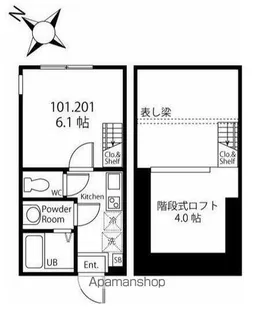 ハーミットクラブハウスグルック西横浜【1階】の間取り