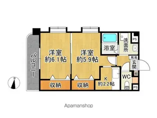 さくらマンション下大利【6階】の間取り