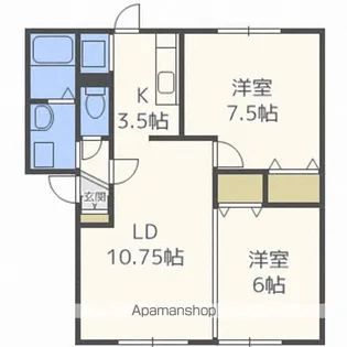 あにまるスクエア 二号館【102号室】の間取り