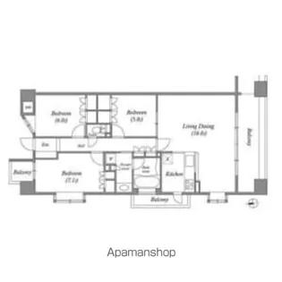 LASANTE東白壁【1401号室】の間取り