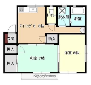 ローズ北出島【202号室】の間取り