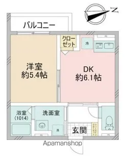 1DKの間取り画像