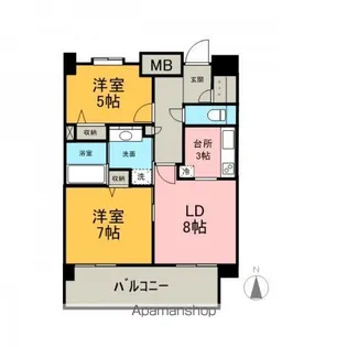 シャトー広島【1213号室】の間取り
