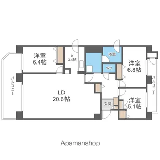 エクセルシオールプレタ学園前【1階】の間取り