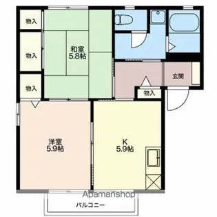 ディアスツインアイB棟【201号室】の間取り