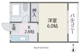 アプリコット渡辺通り【1階】の間取り
