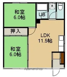 ゆうき荘【2階右号室】の間取り