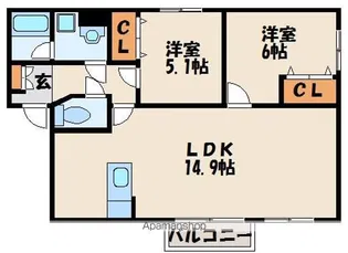 オレンジヒルⅢA棟【2階】の間取り