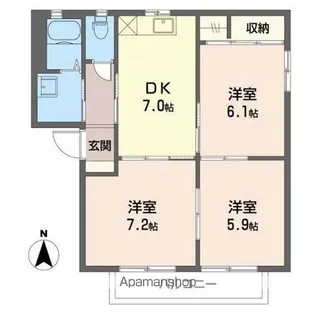 コートバリュージュD【2階】の間取り
