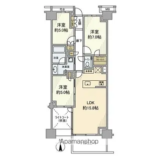 プラウド弦巻【7階】の間取り