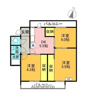 ヴィラナリー善通寺2号棟【305号室】の間取り
