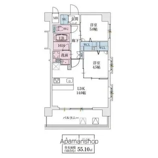 スプランディッド天王寺SOUTH【6階】の間取り