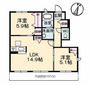 シャーメゾンきびじ C棟【1階】の間取り