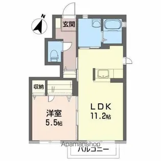 ベルメゾン桑野B【101号室】の間取り